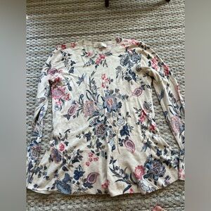 LOFT Floral Knit Top in Pink and Blue